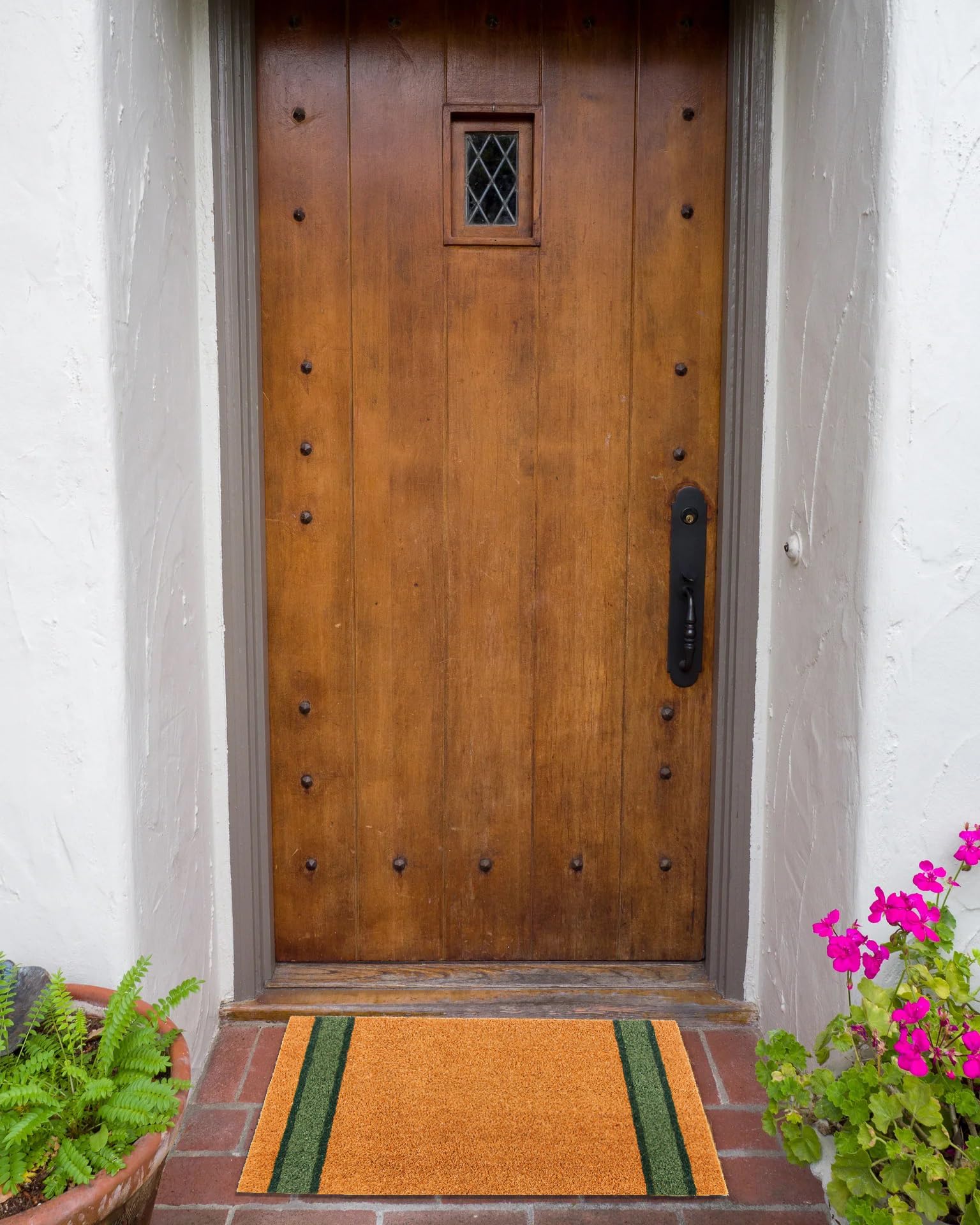 KAF Home Side Stripe Coir Doormat, Heavy-Duty, Weather Resistant, Non-Slip PVC Backing, Indoor and Outdoor Use