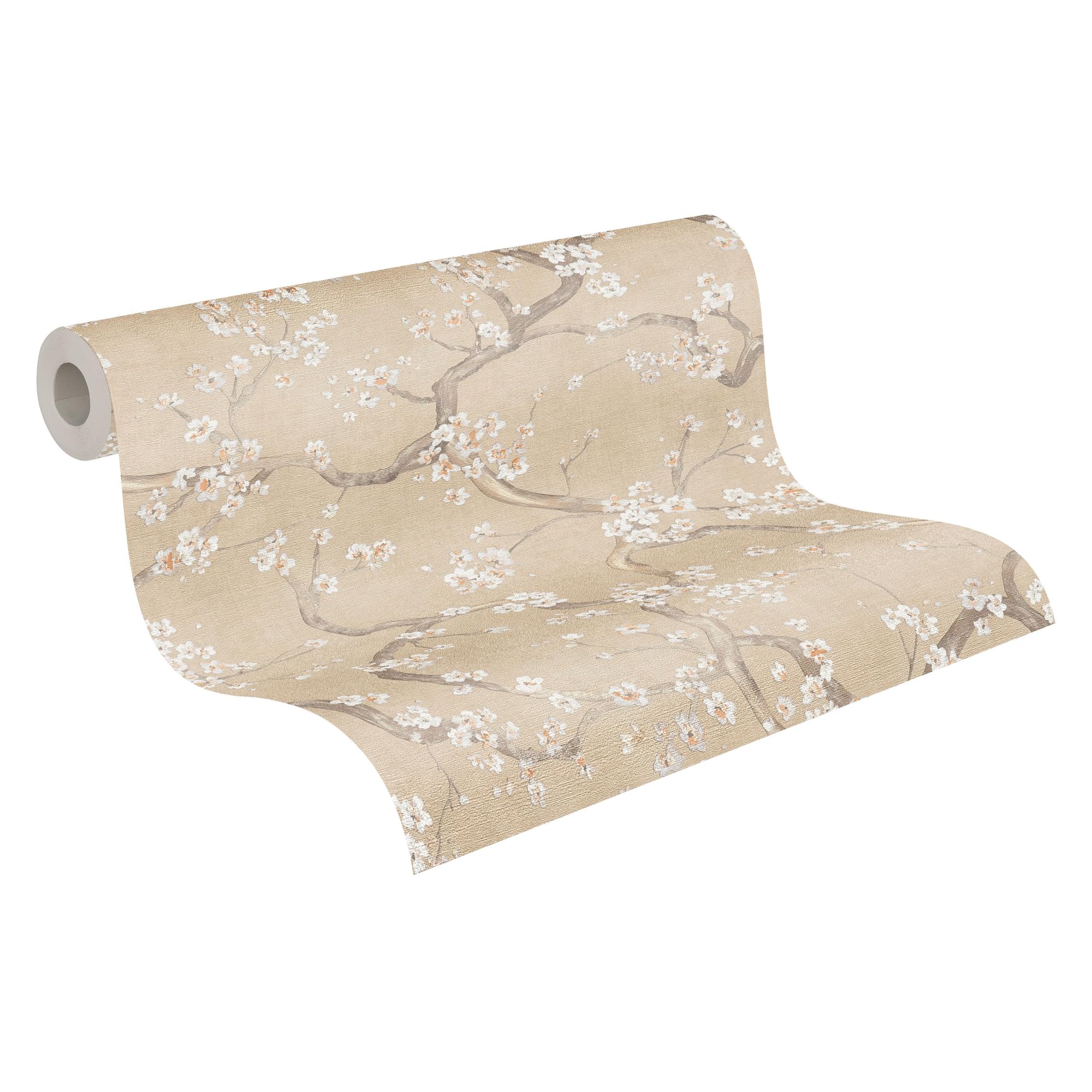 Livingwalls Hot Spots Non-Woven Wallpaper with Metallic Design in Beige, Cream, Brown, Grey Metallic – 10,05 x 0,53 m Floral Wallpaper – 781992