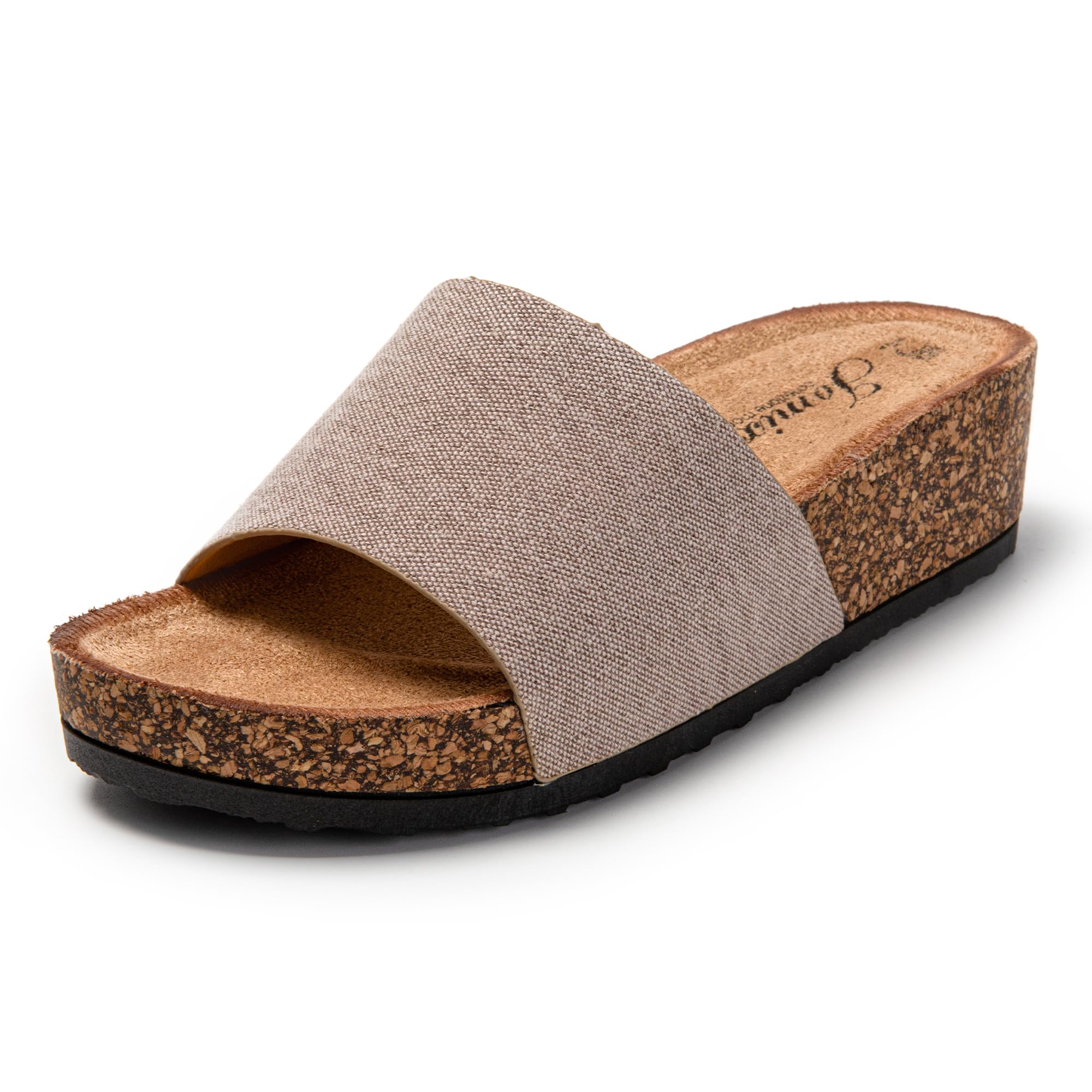 JOMIX Damen Pantoletten Bequem Clogs Deim Sandalen Plateau Bequeme Kork Fußbett Strand Schlappen