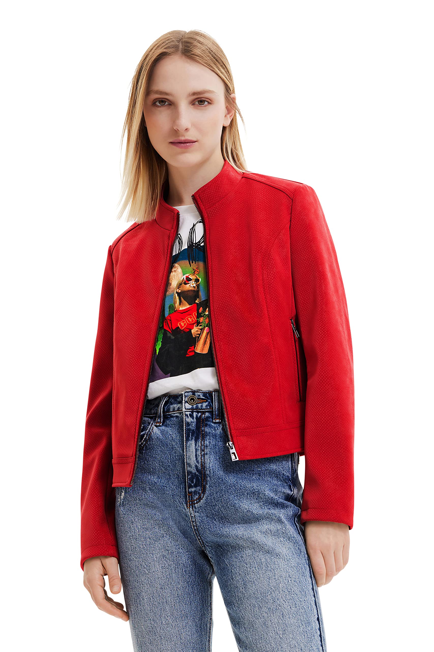 Desigual Chaq_las Vegas, 3092 Red, CAPPOTTO PU Donna