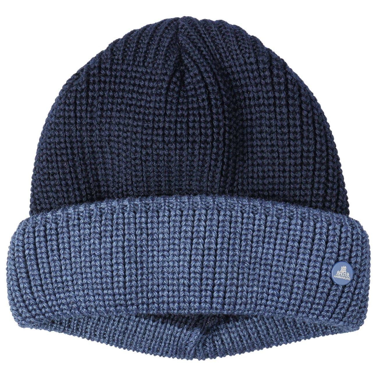 HAMMABURG Twotone Dockermütze Damen Herren Made in Italy Strickmütze Mehrfarbige Umschlagmütze Herbst Winter Wollmischung
