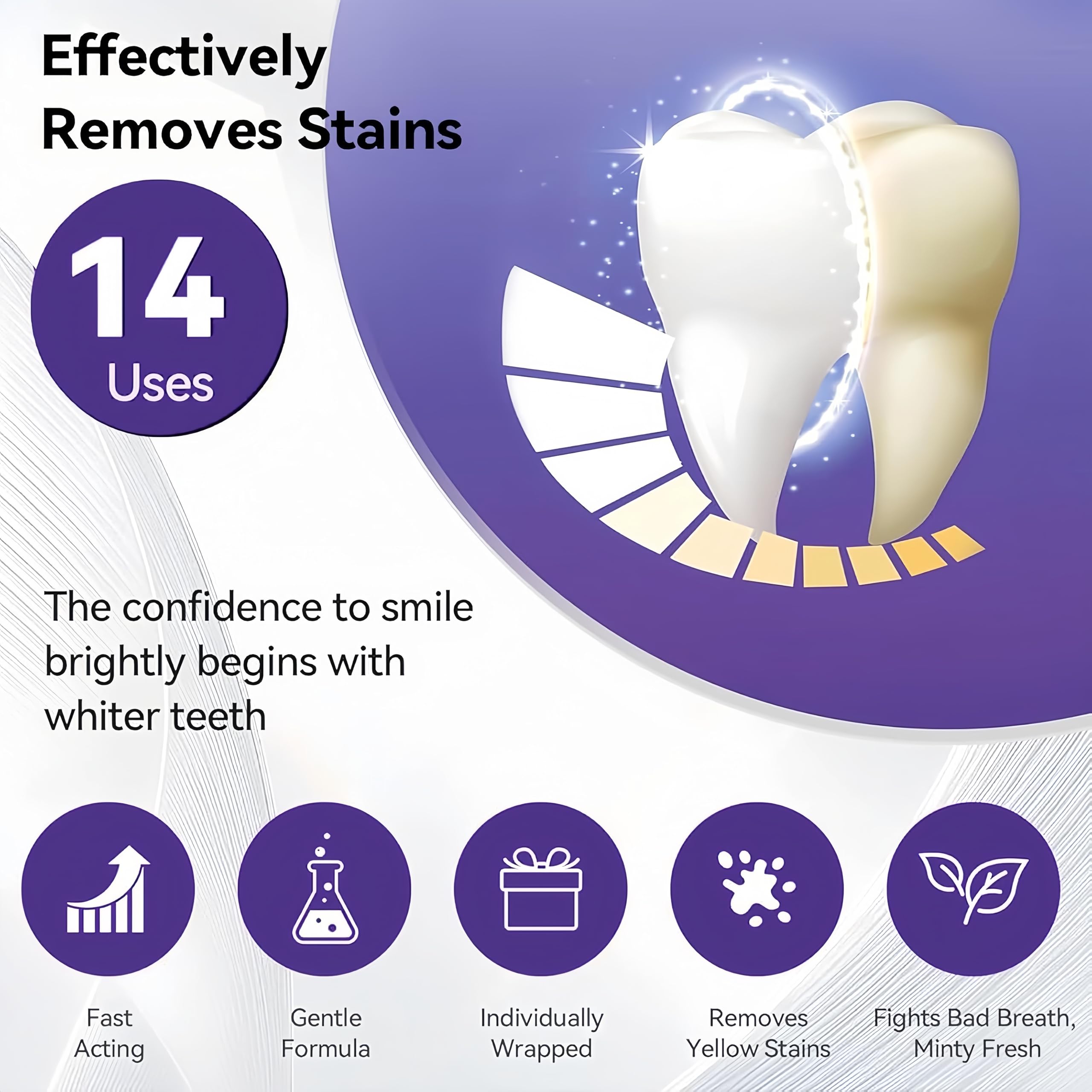 Purple Teeth Whitening Strips, Effectively Removes Surface Stains & Natural Shine28PCS（2 pieces） — view 2