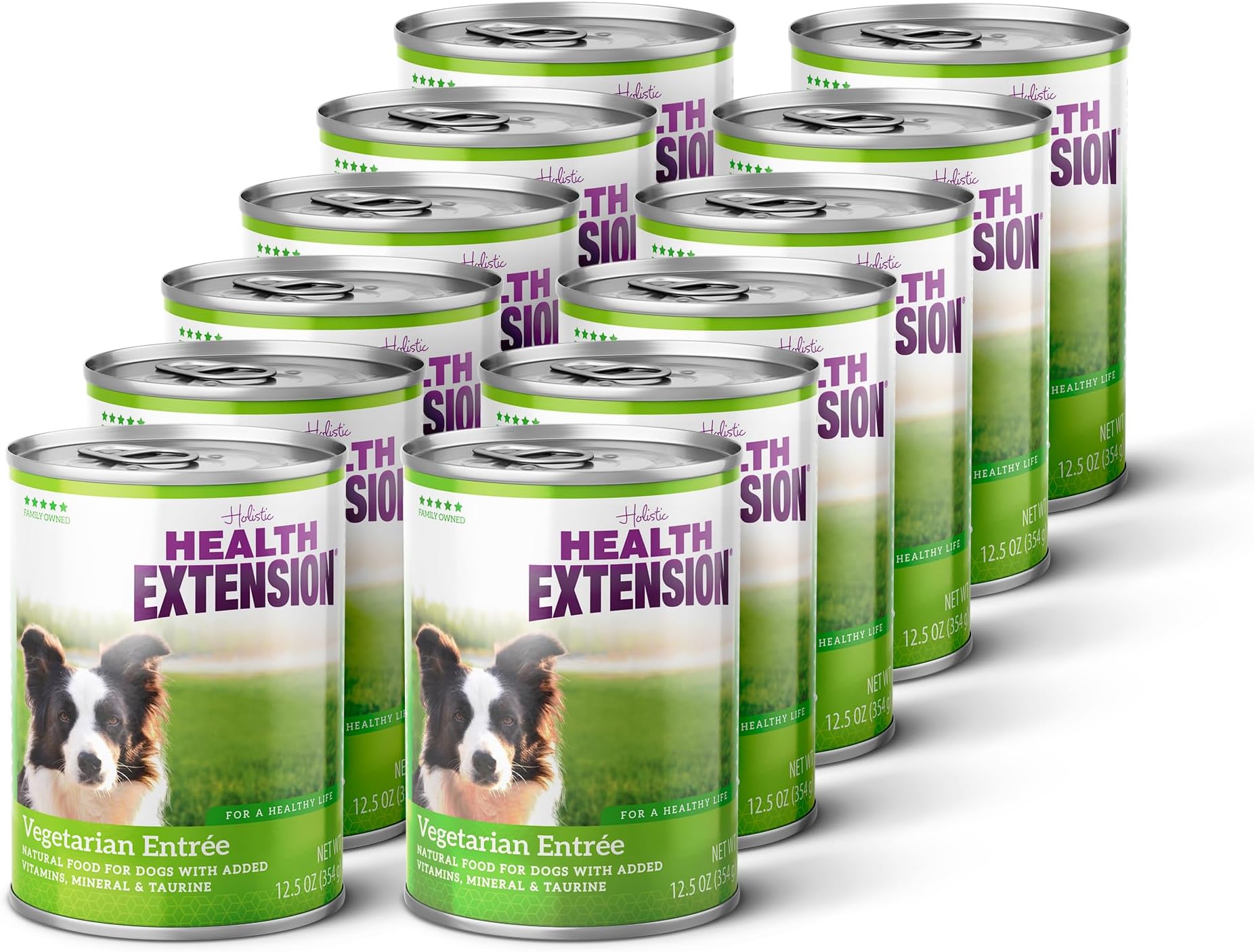 Health Extension Vegetarian Entrée Wet Dog Food, 12.5 oz - Protein-Rich Recipe, Hydration Support, Ideal for Sensitive Stomachs (Case of 12 Cans)