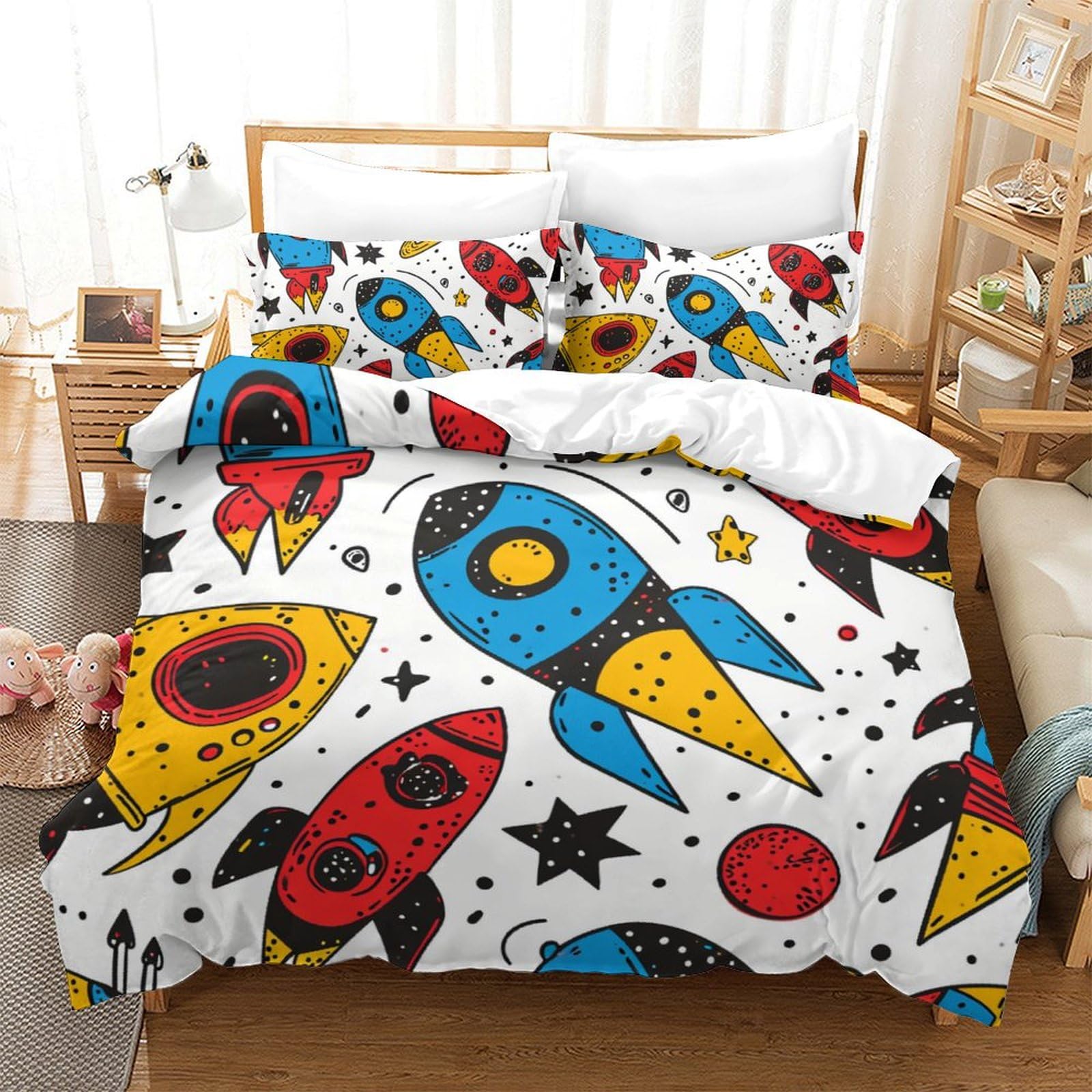 Parure de lit fusée 220x240 cm en microfibre avec 2 taies d'oreiller pour lit King Size