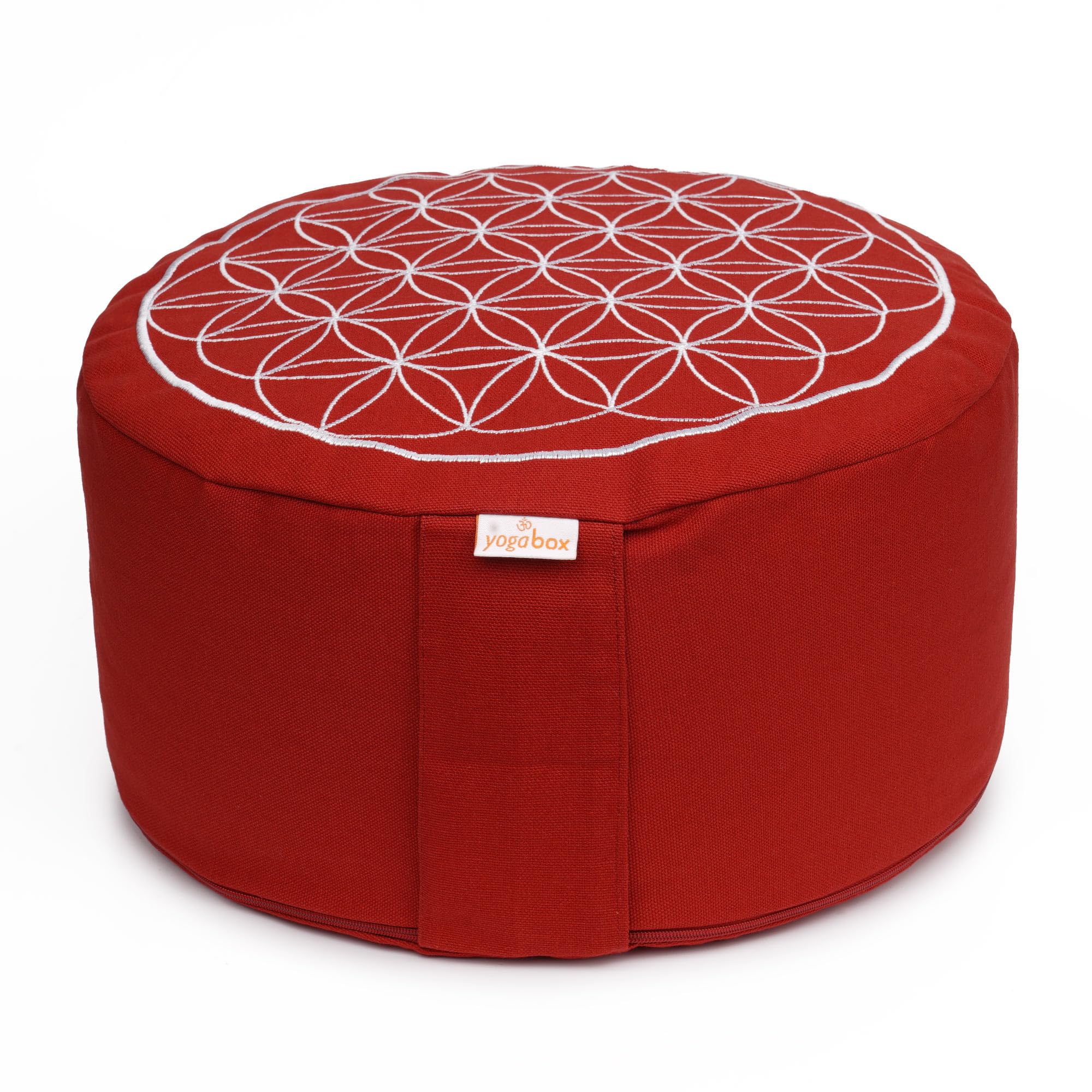 yogabox Coussin de méditation - Motif Fleur de Vie brodé