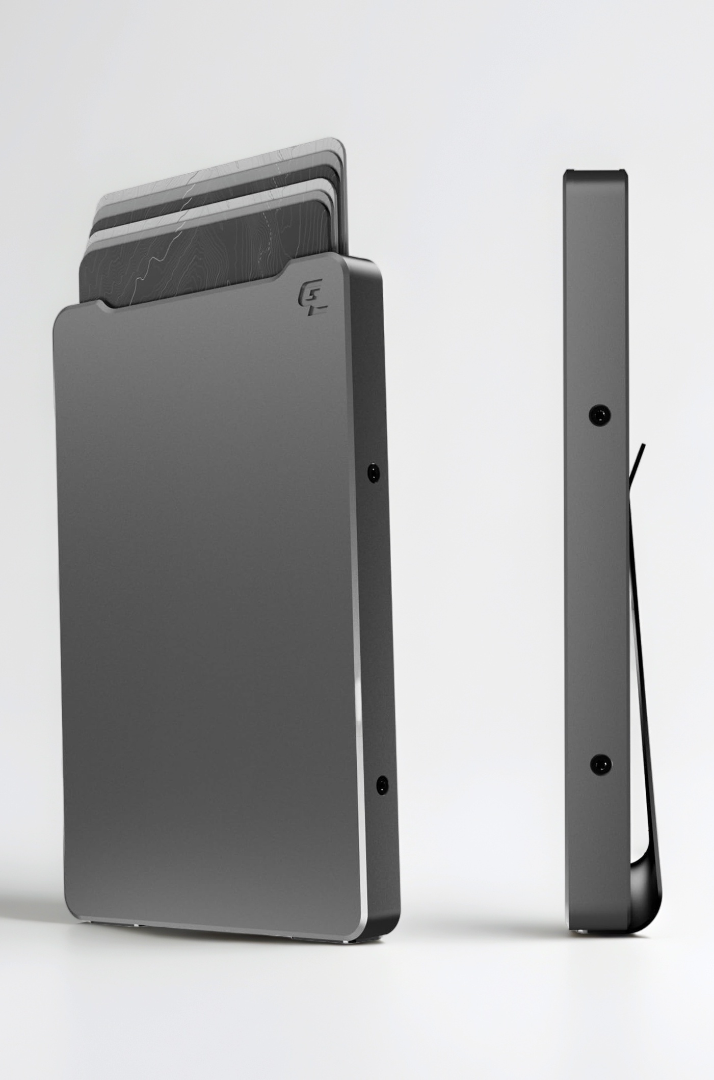 Groove Wallet Men's Minimalist Low Profile Aluminum Credit Card Holder with Magnetic Thumb Swipe, RFID Blocking, Lifetime Coverage, Gun Metal / Money Clip