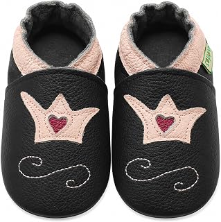 SAYOYO Krabbelschuhe Baby aus Leder Atmungsaktiv und rutschfest Baby Schuhe