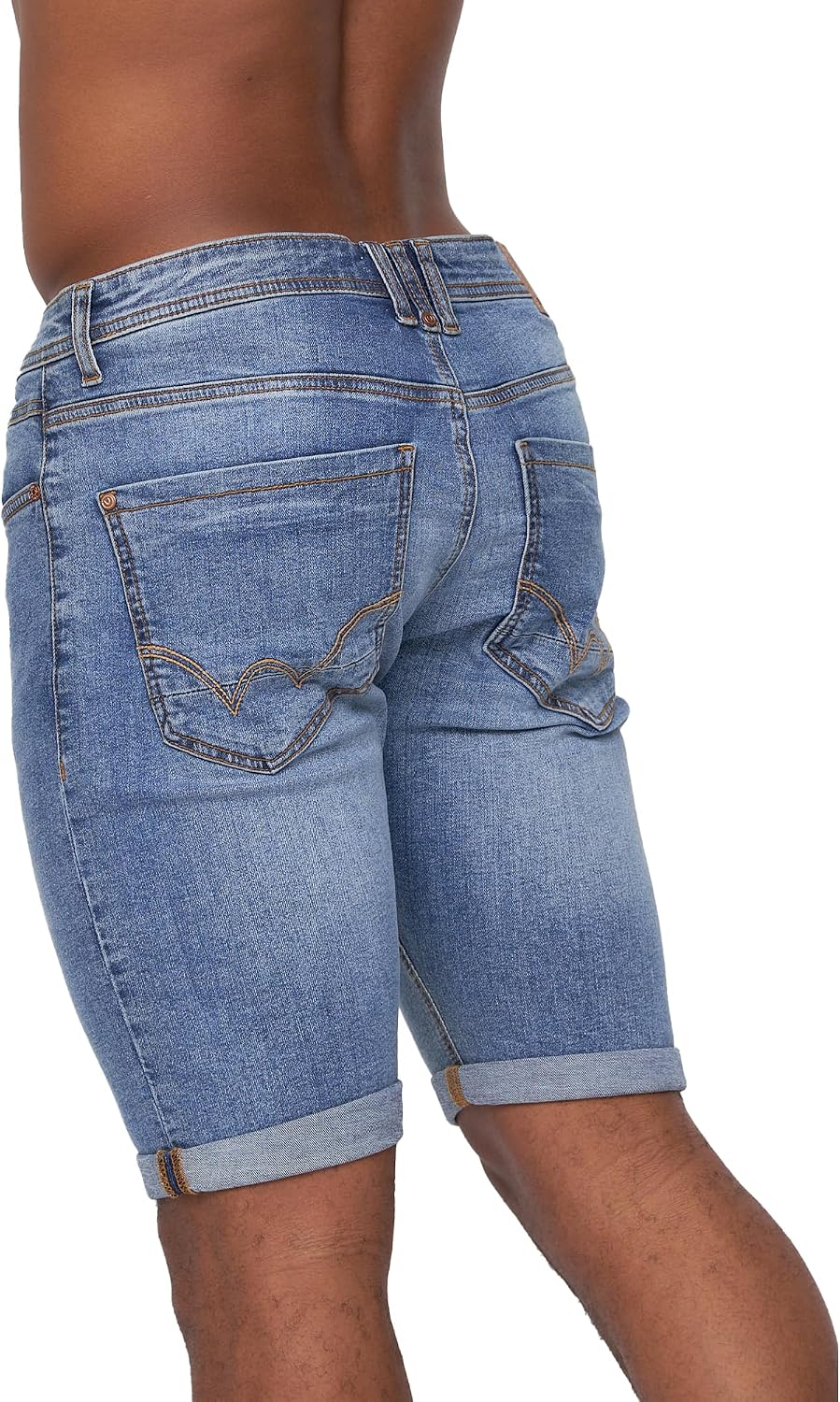 Duck and Cover - Mens Everyday Essential Cotton Slim Fit Casual Summer Denim Shorts, Zeki2 / Dark Wash, 32