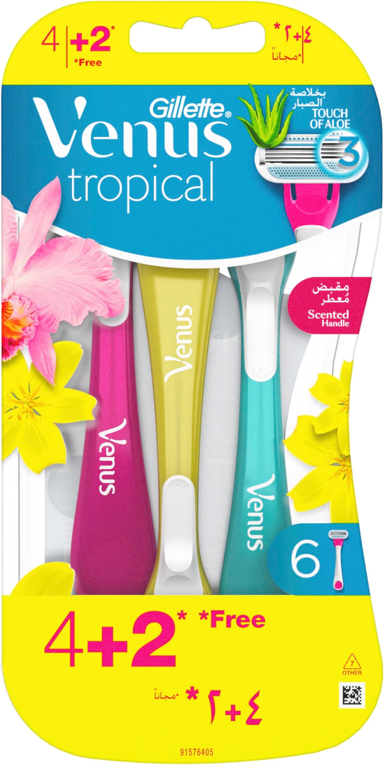 Tropical Women's Disposable Razor with Scented Handles, 4+2 Free pcs