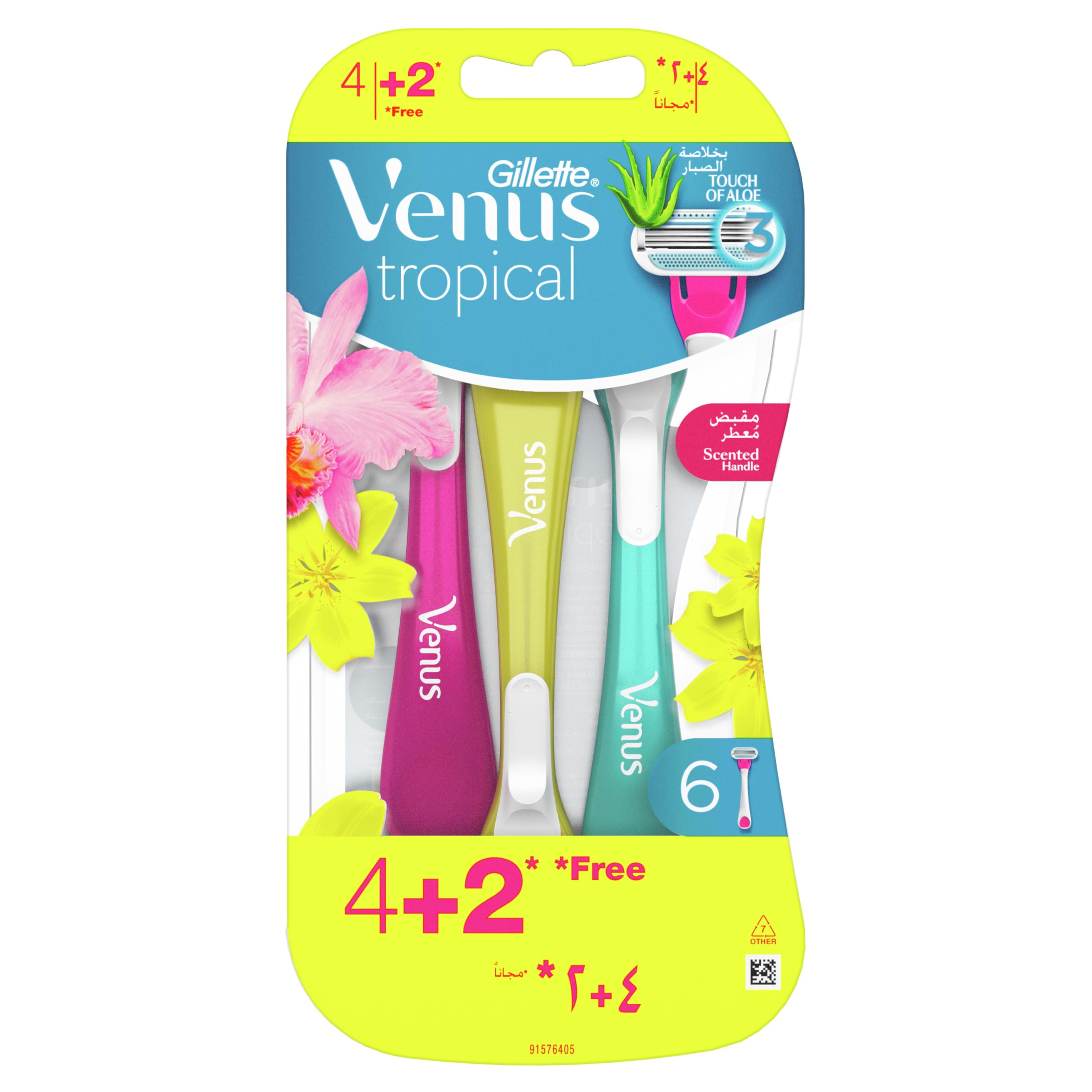 Gillette Venus Tropical Women's Disposable Razor with Scented Handles, 4+2 Free pcs