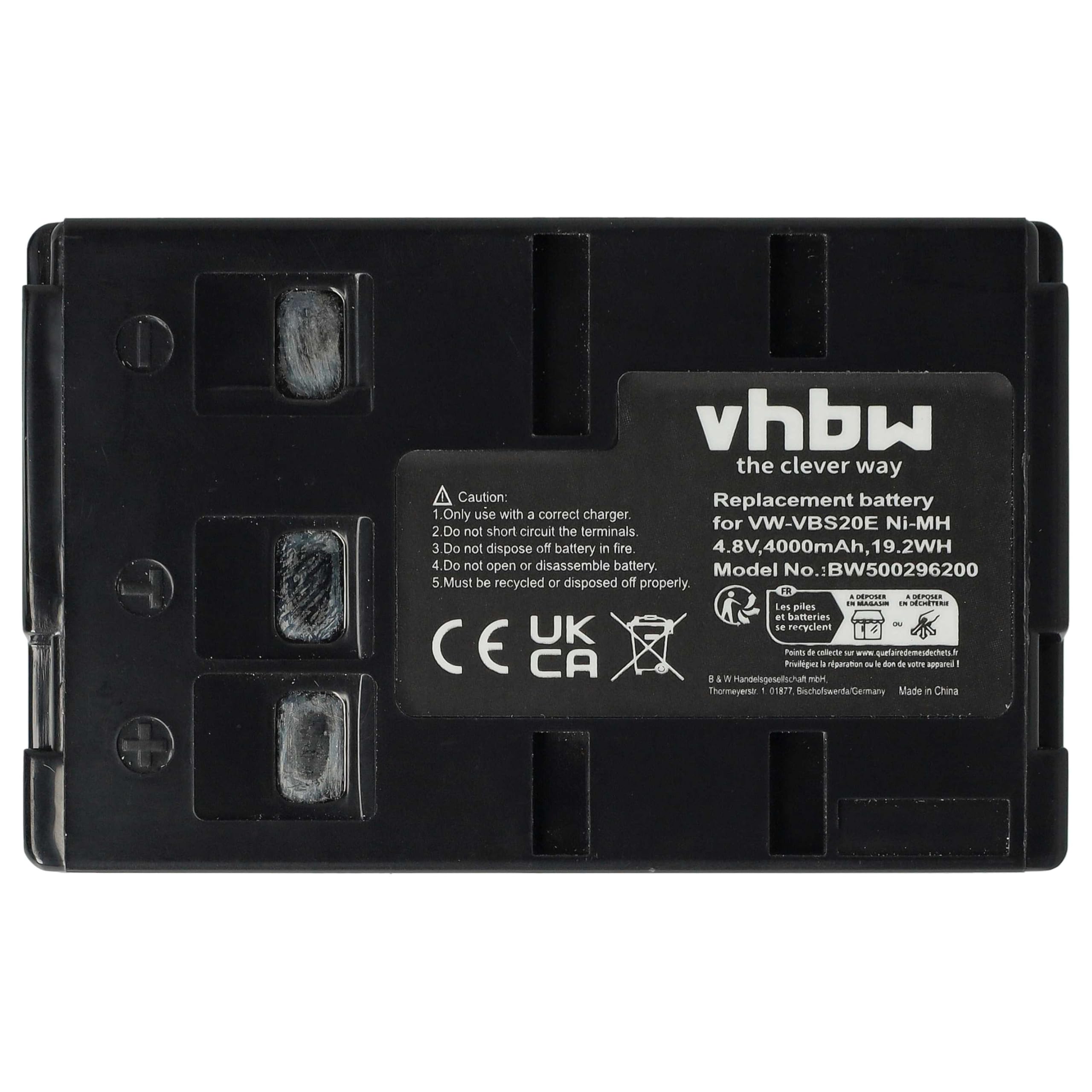 vhbw 2x batteria sostituisce Panasonic HHR | V211, VW-VBH10E, HHR-V212, P-V212, PV211 per videocamera camcorder (4000mAh, 4,8V, NiMH)
