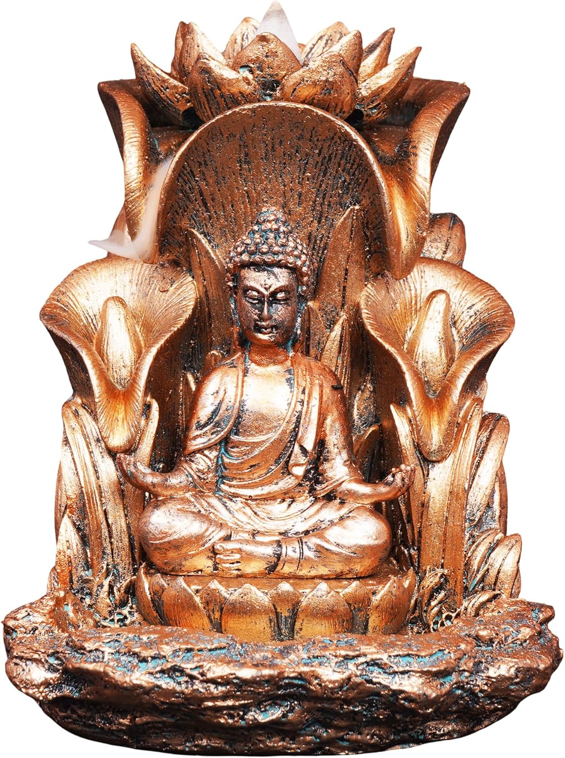 Buddha Backflow Incense Burner – 5.5 x 5 Inch Multicolor Resin Figurine | Peaceful Meditation & Zen Home Décor Accent