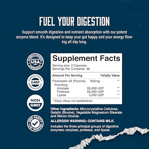 Miniatura 3 de Cápsulas de enzimas digestivas puras con lipasa amilasa proteasa - Ayuda al sistema digestivo Refuerzo natural del sistema inmunológico - Descompone