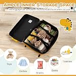 HONEY JOY Des bagages pour enfants, 20 Inch Élargissable Enfants Coque dure Valise de transport avec poignée télescopique, poche de bouteille, avion approuvé, bagages de voyage pour les jeunes filles (Yellow Dinosaur)