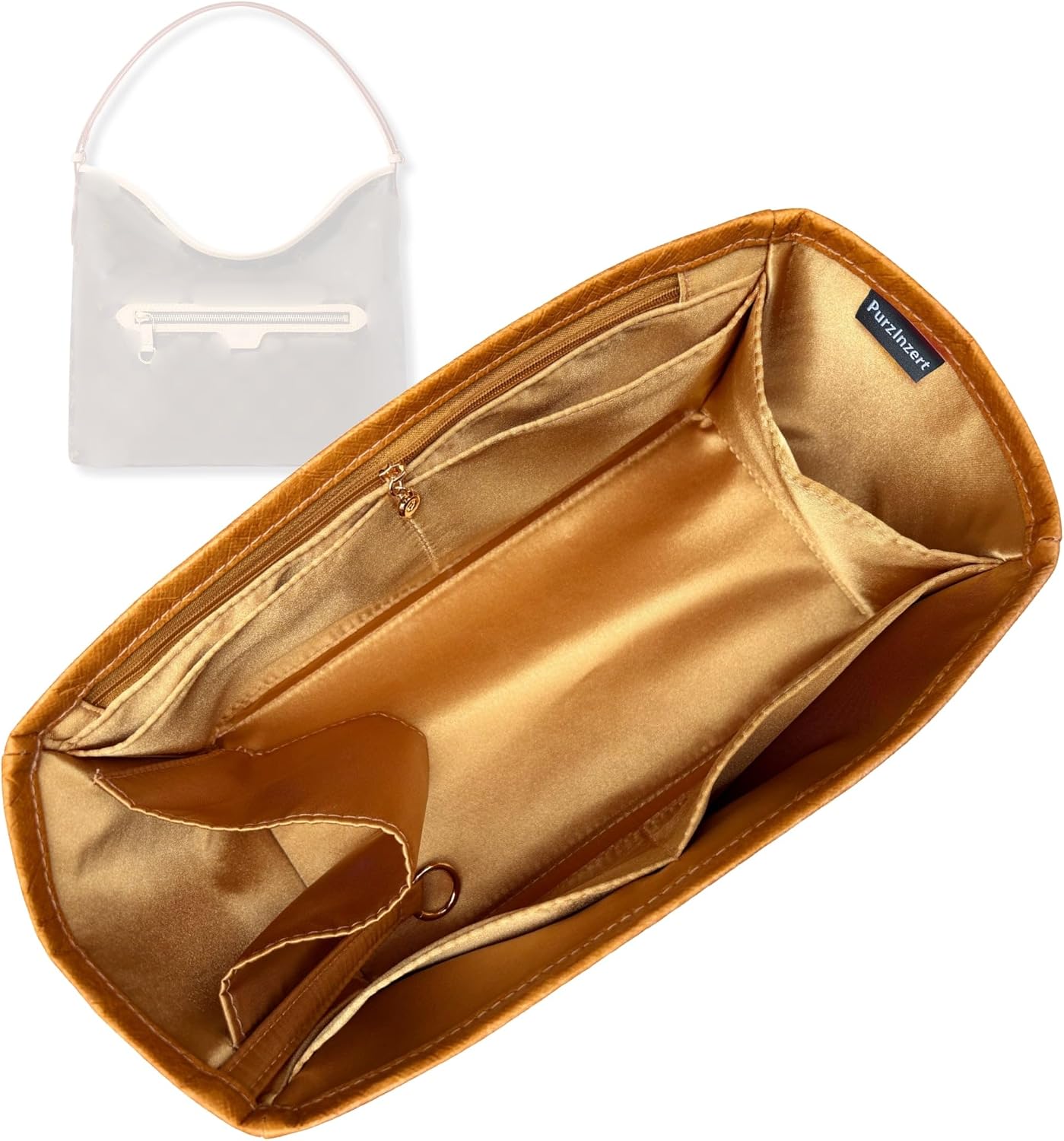 Lightweight Organizer for LV Lineup (Golden), Tote Bag Handbag Purse Insert, Satin Silk Interior, Water-resistant DupontPaper Exterior