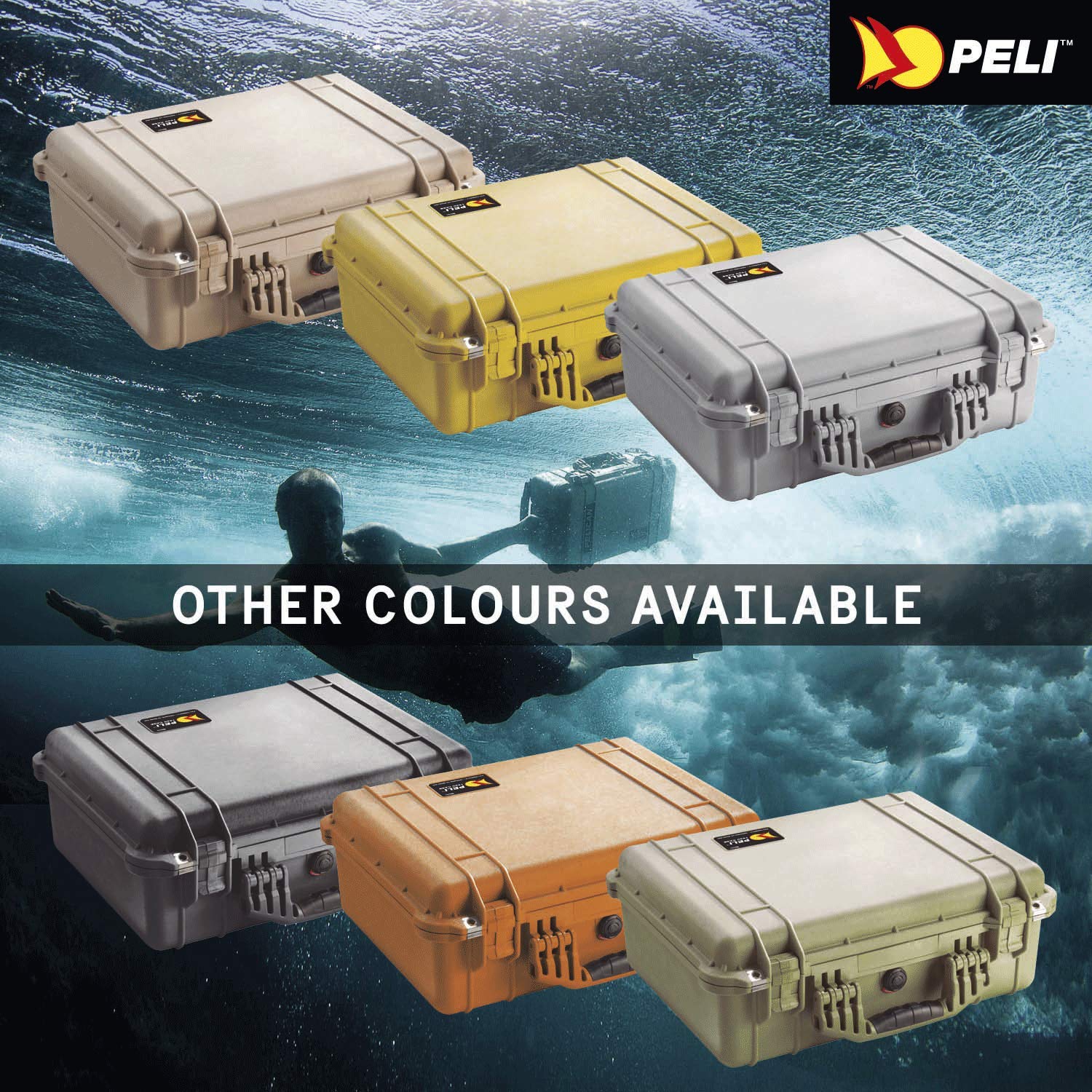 PELI 1520 Valigia protettiva resistente agli urti, IP67 Impermeabile e a prova di polvere, Capacità di 24L, Prodotto in Germania, Con Inserto in schiuma personalizzabile, Colore Grigio