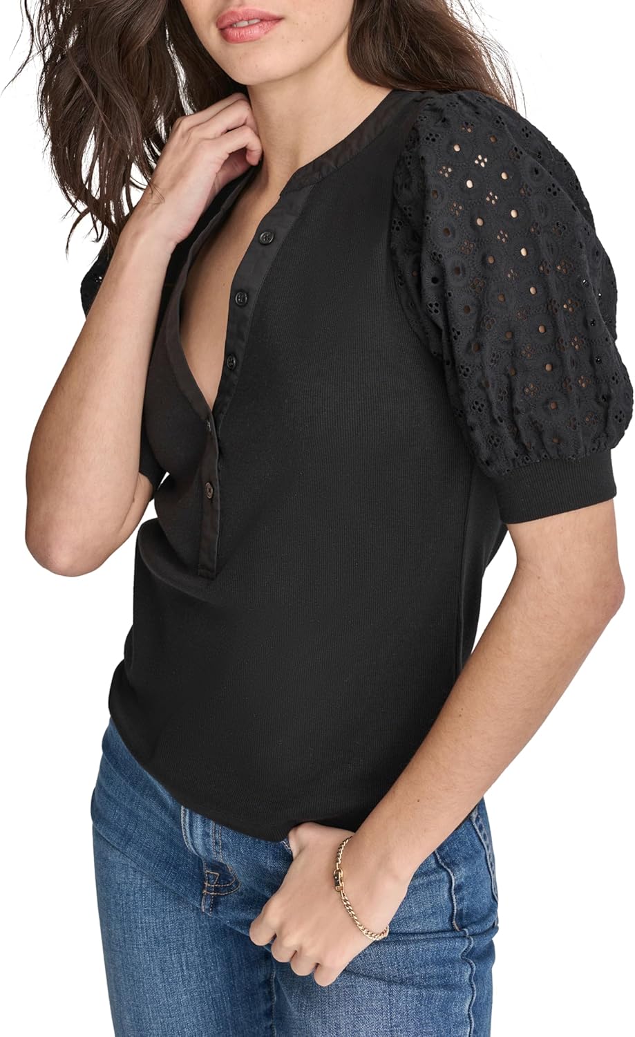 DKNY Womens V-Neck Short Sleeve Trendy Warm Weather - Image 5