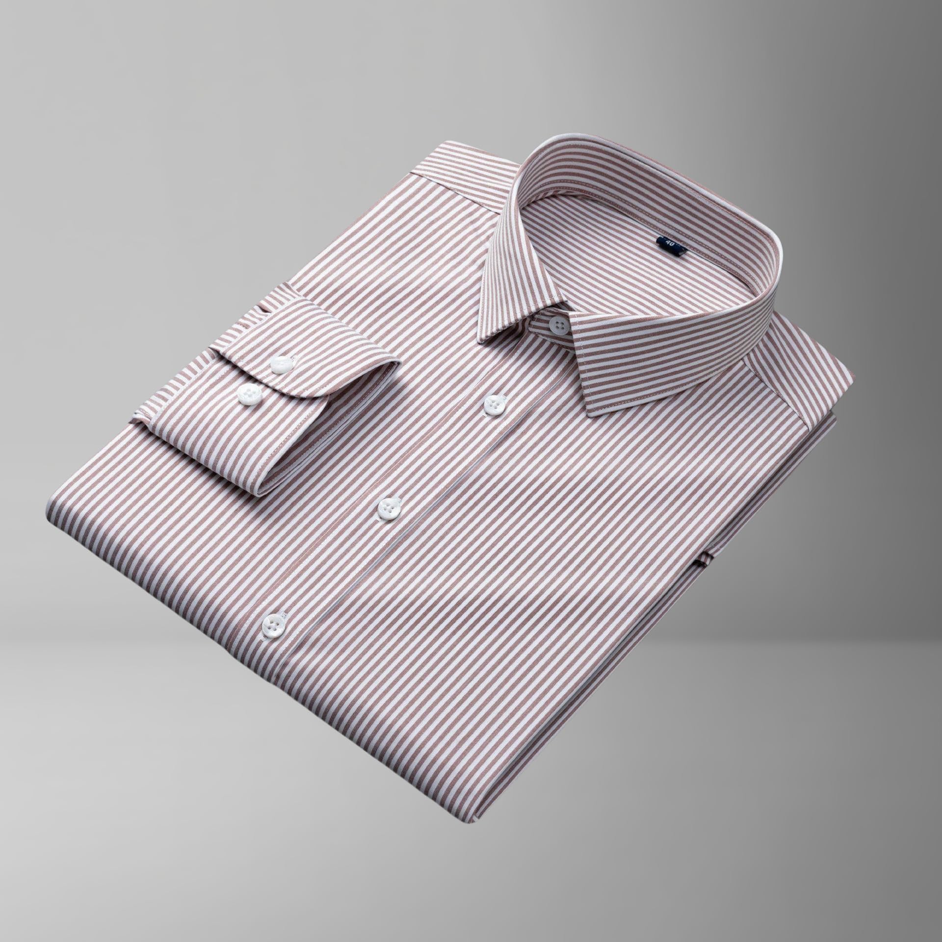 Camicia a maniche lunghe da uomo a righe sottili senza pieghe anti-rughe elastica da lavoro professionale professionale