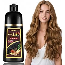 Fvquhvo Blonde Brown Hair Dye Shampoo 3 in 1, Instant Hair Color Shampoo, Long Lasting Brown Hair Dye, Herbal Color Shampoo Hair Dye, Easy to Use Brown Hair Shampoo