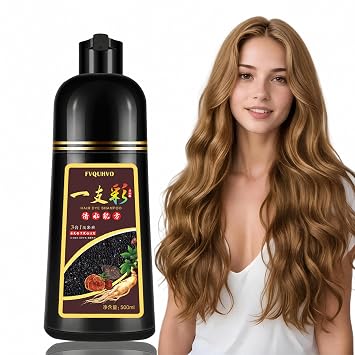 Fvquhvo Blonde Brown Hair Dye Shampoo 3 in 1, Instant Hair Color Shampoo, Long Lasting Brown Hair Dye, Herbal Color Shampoo Hair Dye, Easy to Use Brown Hair Shampoo