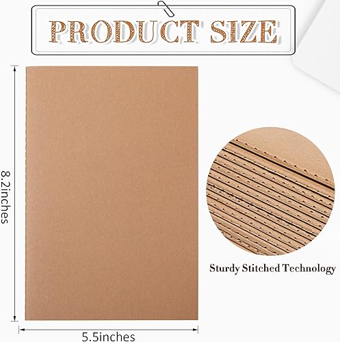 Miniatura 2 de Paquete de 72 cuadernos de papel kraft de 5.5 x 8.3 pulgadas, cuadernos A5 a granel de tapa blanda a rayas para niños, estudiantes, escritura,