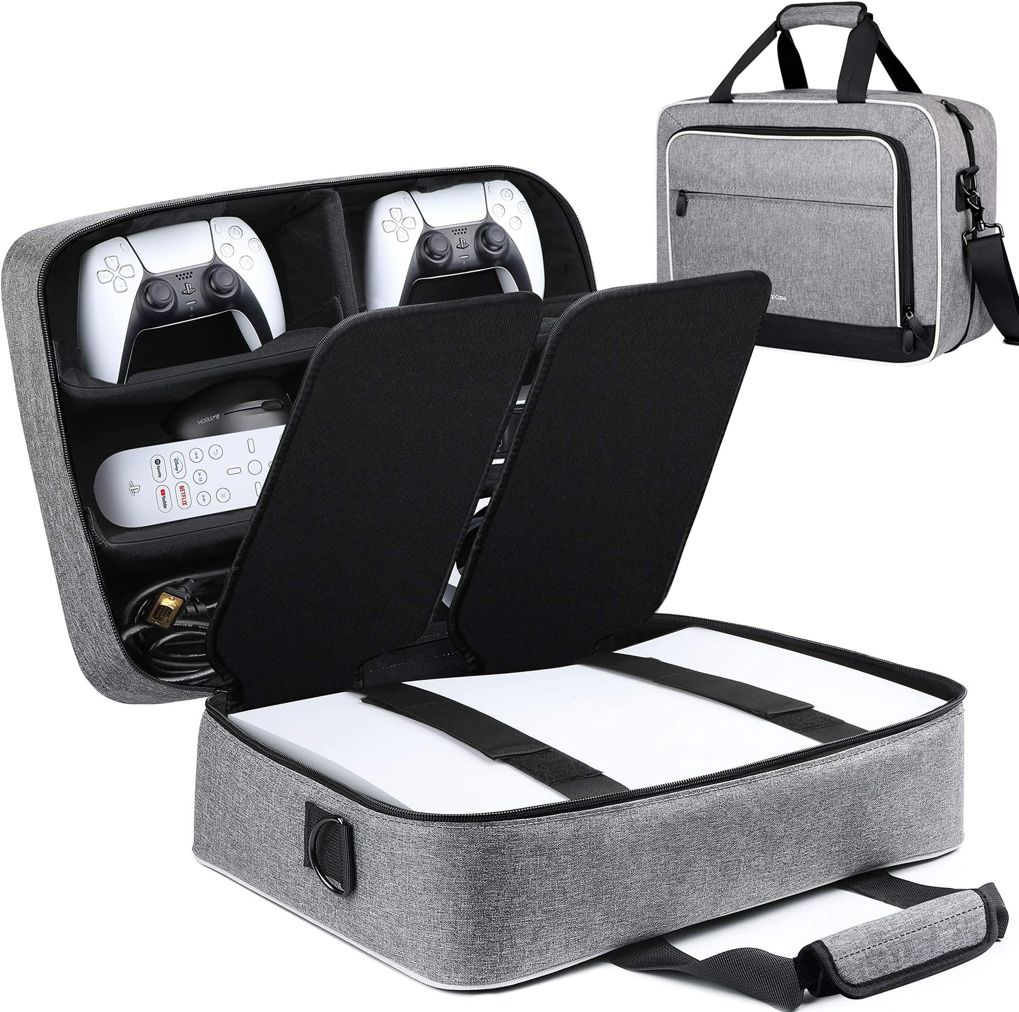 ZtotopCases Carry Case Compatible with Disc/Digital Edition Console, Travel Bag for Console, Controller, Game Discs, Gaming Headset and Other Accessories - Grey