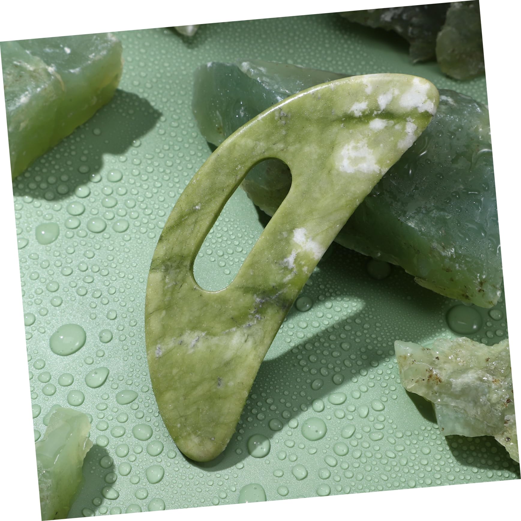 PACKOVE 10 Pièces Panneau De Grattage Vert Grattoir De Visage De Jade Cou Outils De Soins De La Peau Soin Du Visage Masseur Grattant Massage Pierre Planche Xiuyu