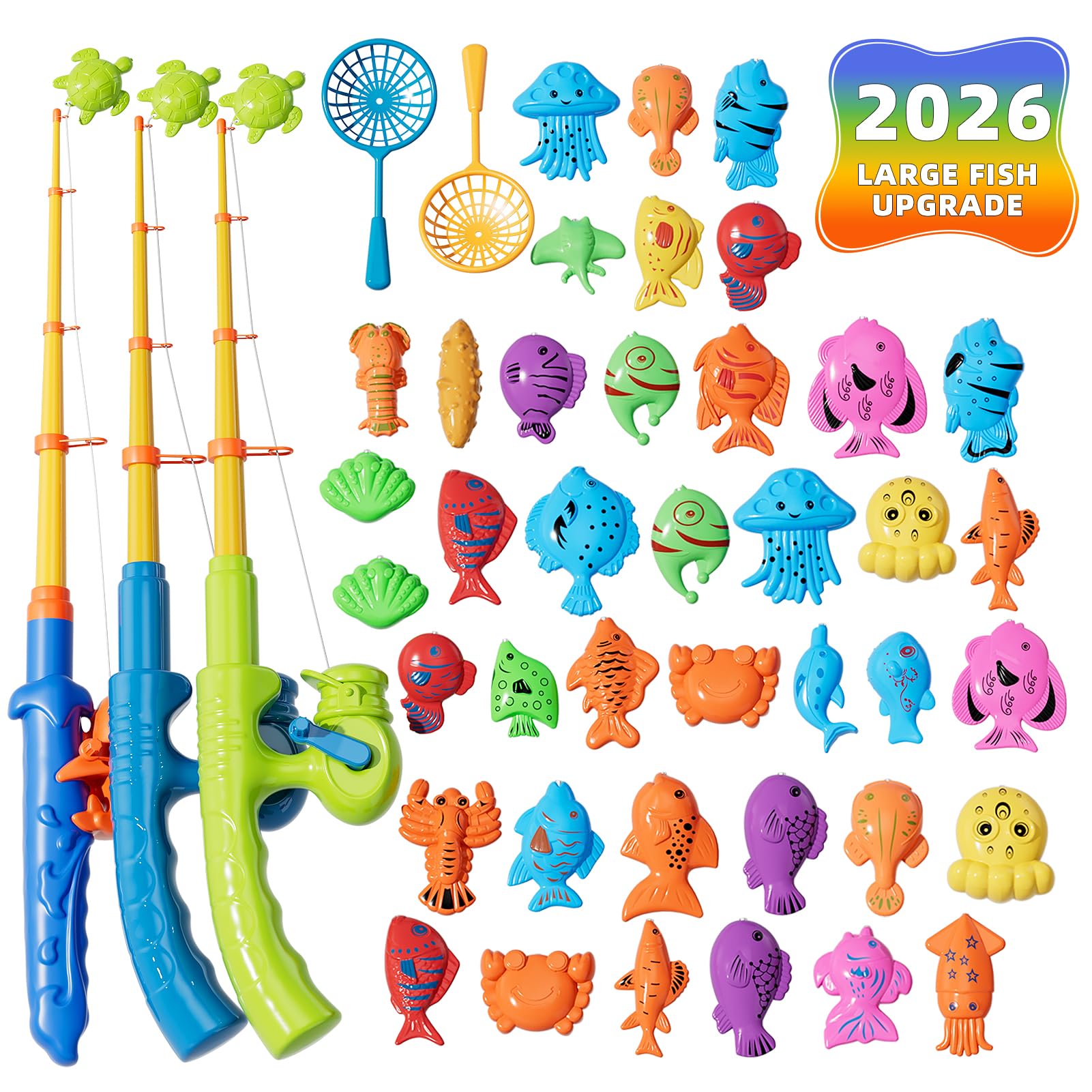 Jeu de pêche magnétique avec Poissons flottants, Jouet de Plage, baignade, Piscine pour Enfant 3 4 5 Ans, extérieur, Cadeau d'anniversaire pour Enfants 3-8 Ans