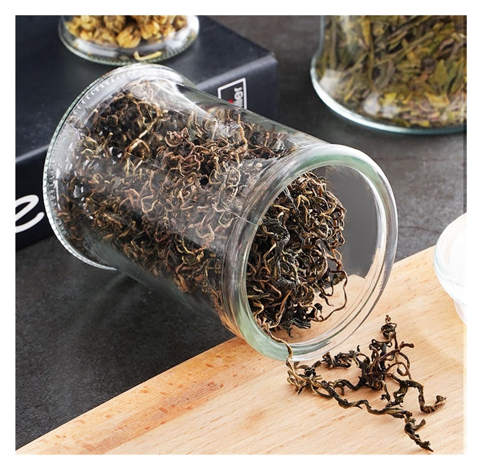 Bocal à bonbons en verre transparent, pot de stockage de bijoux de nourriture en étain portable, bouteille scellée, récipient de stockage de cuisine (Color : 370ml)