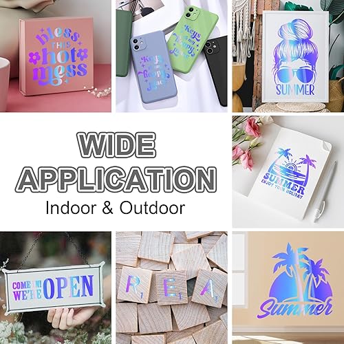 Miniatura 6 de TECKWRAP Vinilo holográfico permanente, rollo de vinilo adhesivo de 12 pulgadas x 10 pies, perfecto para manualidades en interiores y exteriores,