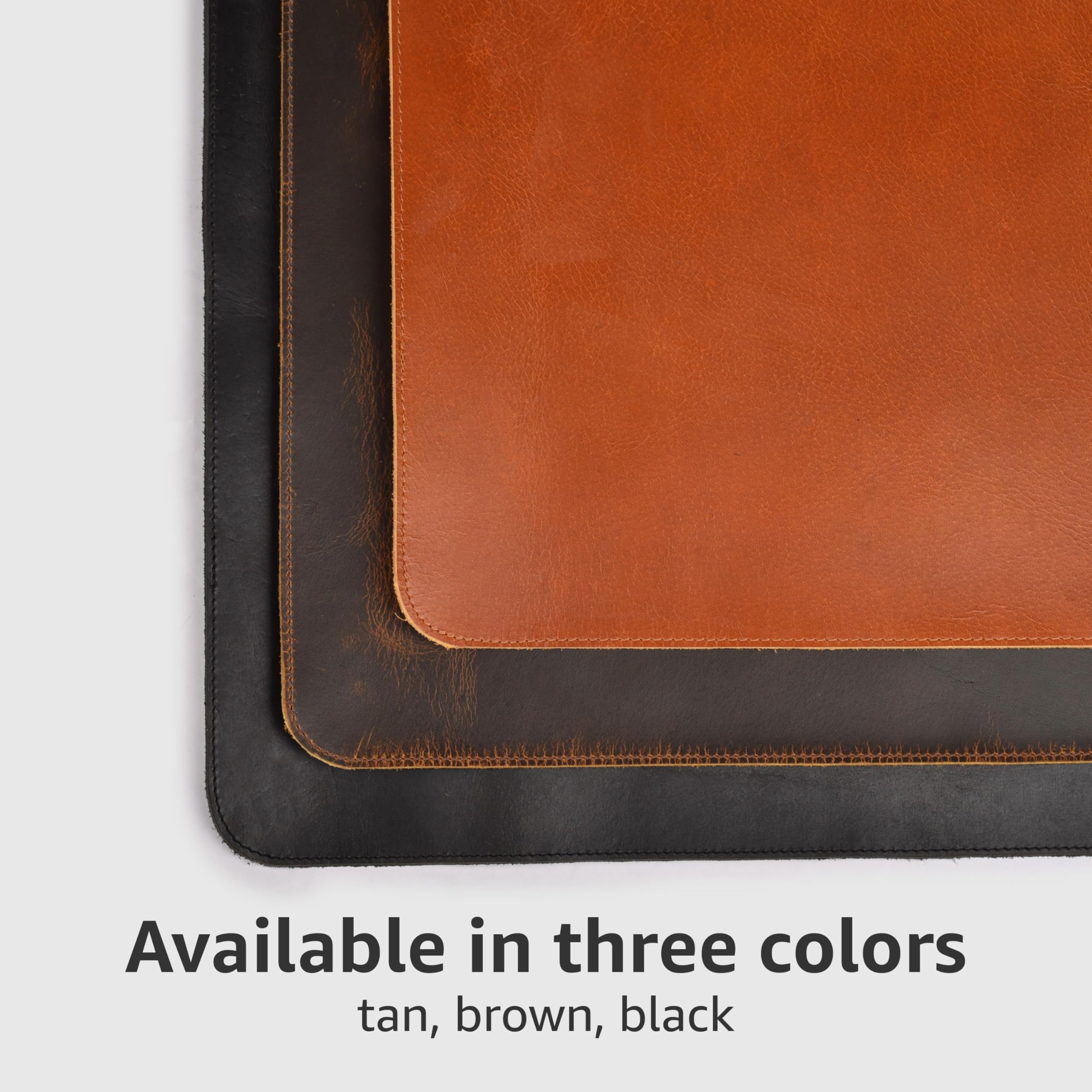 LEATHER VILLAGE Sous-main de bureau en cuir véritable (3 mm) d'épaisseur double couche – Grand sous-main protecteur pleine fleur pour clavier, souris et ordinateur portable – Tapis de table de bureau