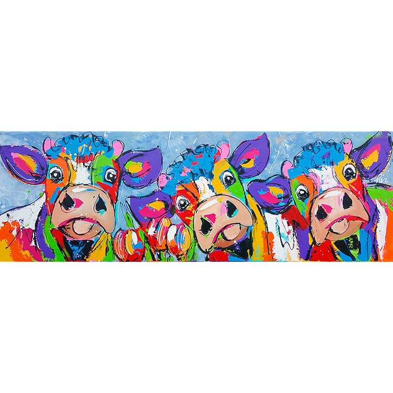 かわいい動物の壁画抽象的な牛の落書きキャンバス絵画リビングルーム寝室ウォールアートインテリア家の装飾絵画 フレームなし 30x90cmフレームレス 2anfht0zwe Kuyopipeline Com