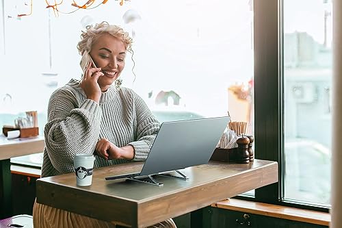 Miniatura 13 de Durable Soporte para laptop para portátiles y tabletas, plegable y ajustable en altura, incluye bolsa de viaje, soporte para portátil de aluminio