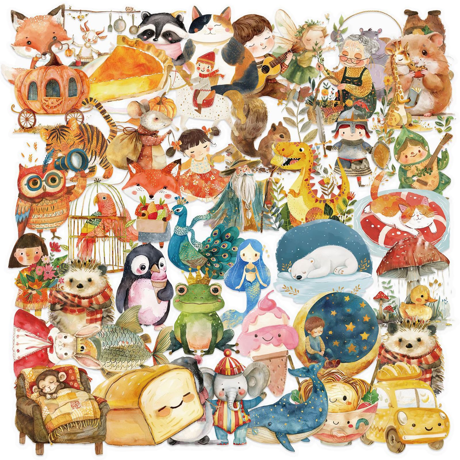 50 Sheets Reward Stickers Scrapbooking Luggage Stickers Fairy Fairy Tales Watercolor Phone Laptop Retro