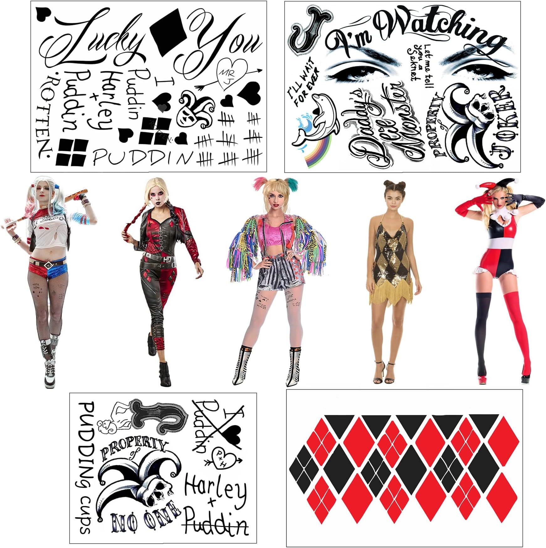 HQ Full Body Temporary Tattoo Bundle - 2 Sheets w/17 Tats - Costume/Cosplay