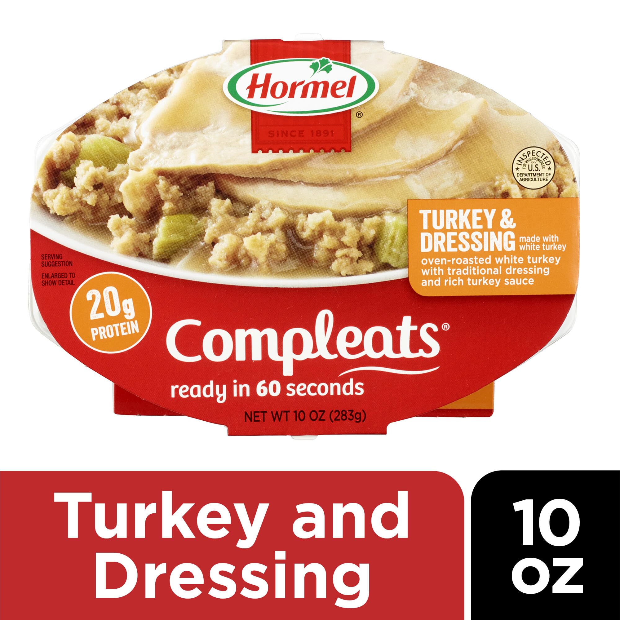 Hormel Compleats Turkey & Dressing, 10-Ounce Microwavable Bowls (Pack of 6)