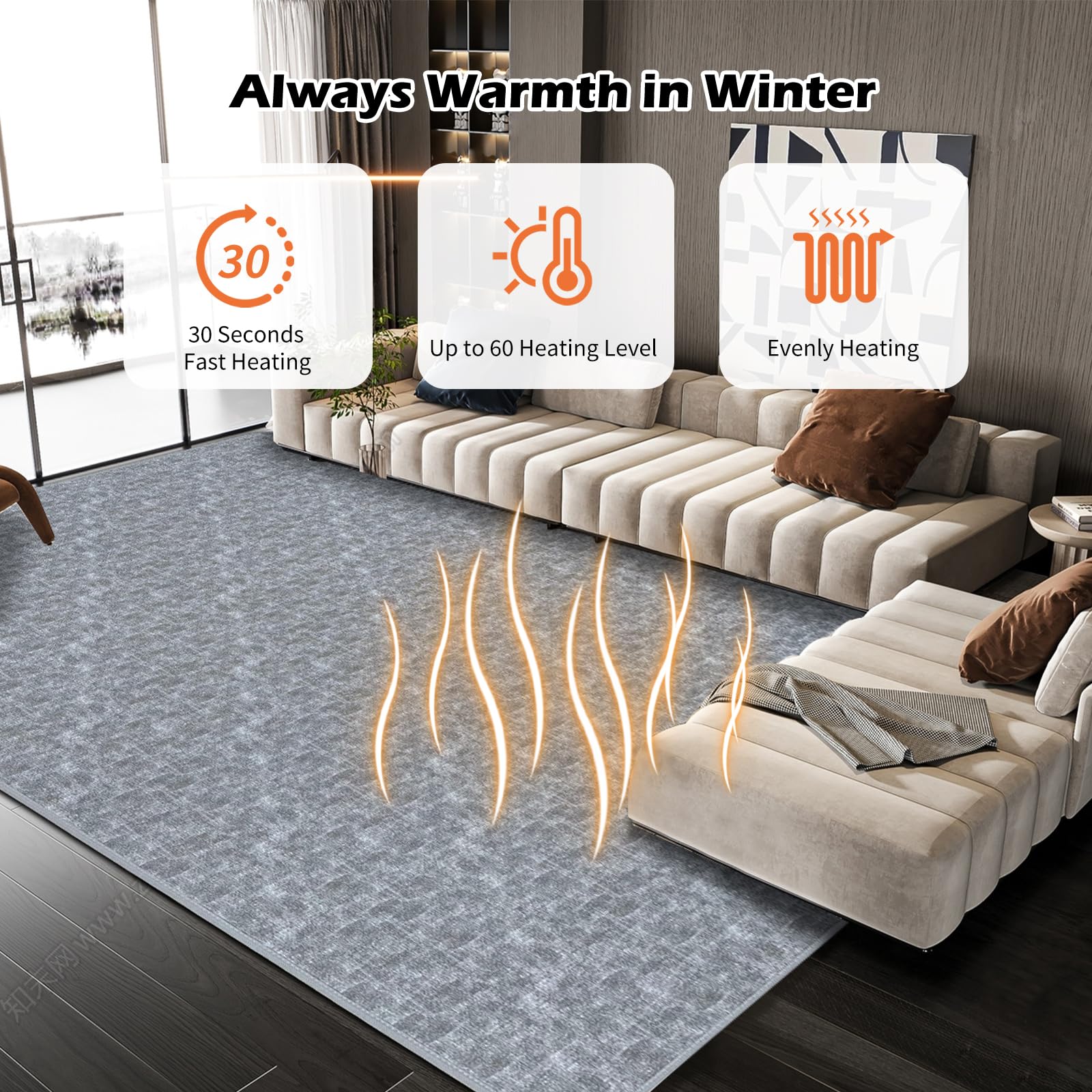 Coussin Chauffant électrique Orange 220V 750W - Silicone Caoutchouc 20x30cm - Tapis De Sol Ou Pour Maison