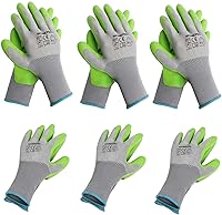 WORKPRO 6 Pairs Eco Latex Coated Garden Work Gloves - Durable, Flexible Grip for Weeding, Digging, Pruning (Large)