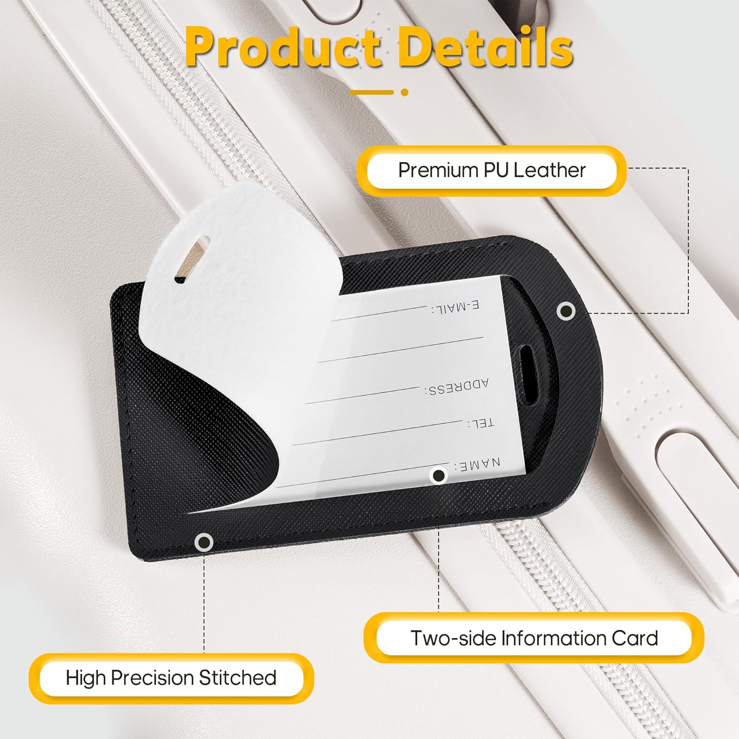 3 Pack Luggage Tags for Suitcases, TSA Approved Bag Tags, Baggage Tags with Privacy Protection, Travel Essentials Luggage Accessories, Black - Image 4