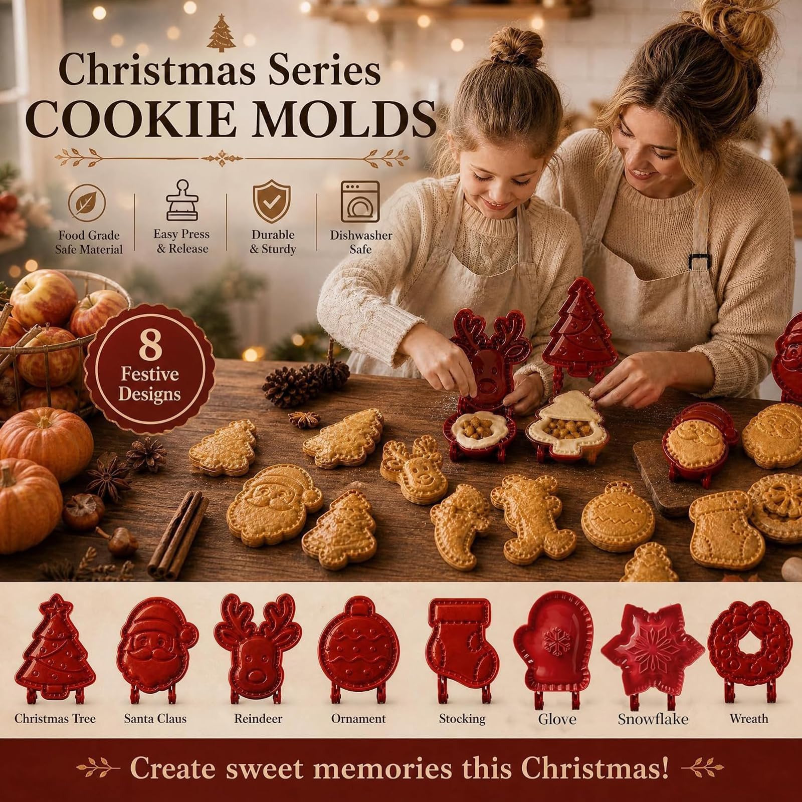 Stampo per Mini Torte a Mano, Set di Teglie DIY Natale Antiadese