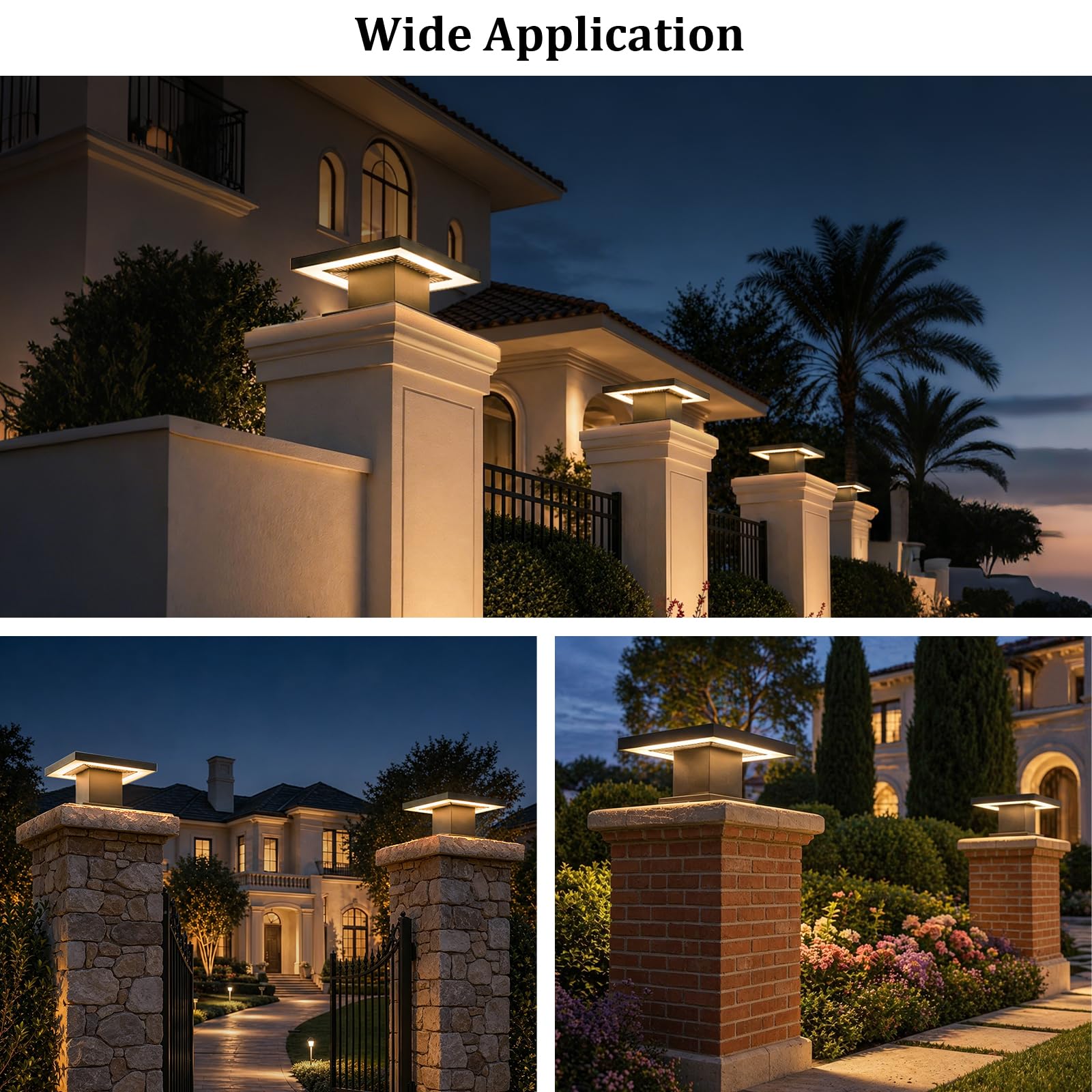 Lanterne esterne moderne LED 3000 K con coperchi, colonne, impermeabili, con involucro per esterni, illuminazione pali, vialetti, recinzioni, terrazze, porte, cassette postali, pilastri