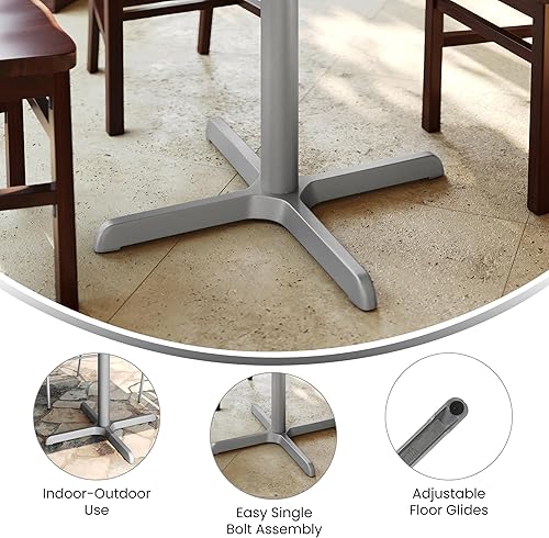 Miniatura 10 de Flash Furniture Mesa de restaurante de 30 x 30 pulgadas con columna de altura de mesa de 3 pulgadas de diámetro, base de mesa de restaurante