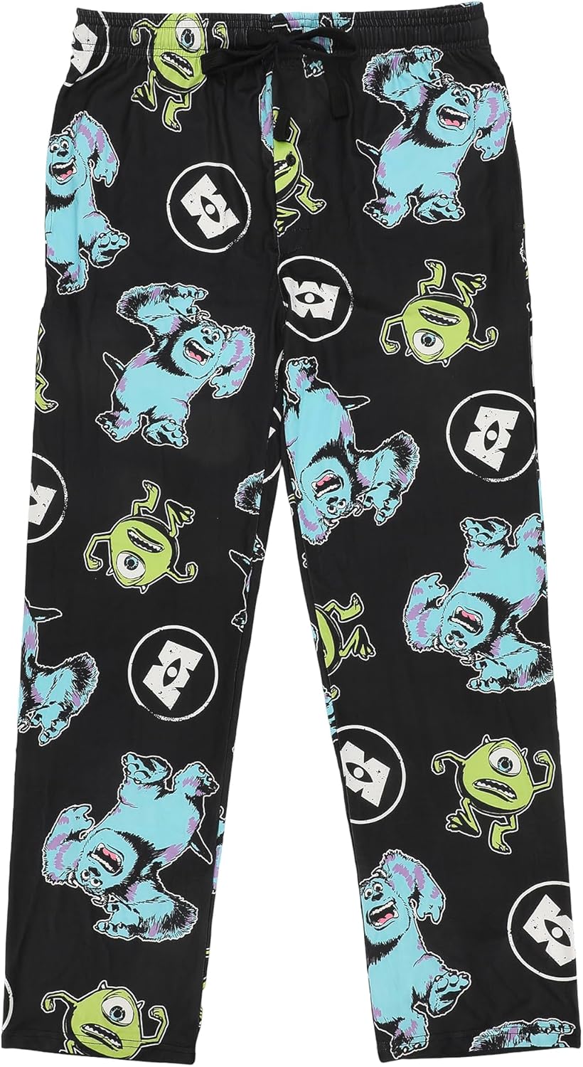 Bioworld Monsters Inc Mike & Sulley All-Over Print Adult Black Sleep Pajama Pants