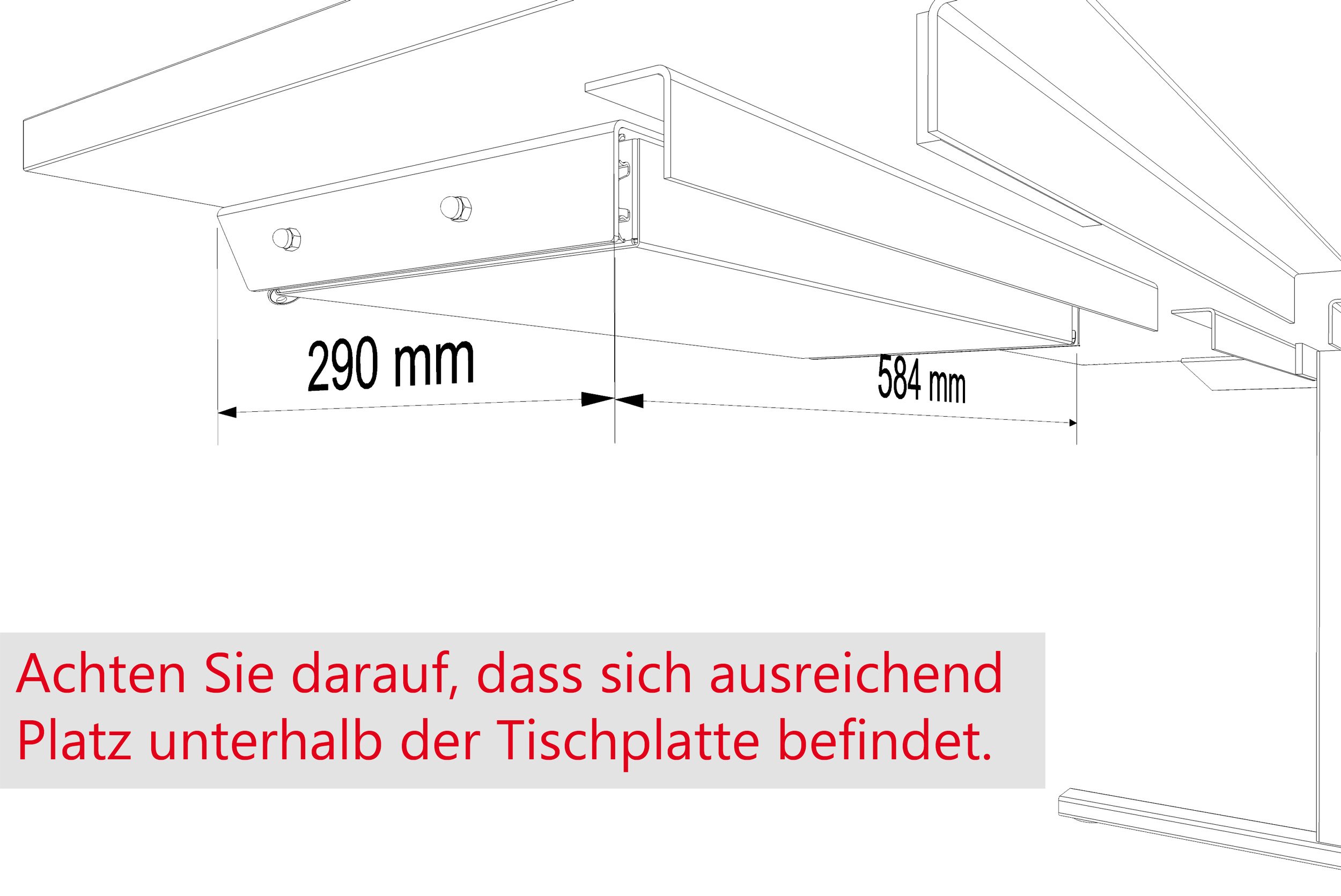 Weber Büroleben GmbH Unterbau-Schublade mit Schloss 584 x 290mm aus Metall mit Filzeinlage, Farbe:Weiß