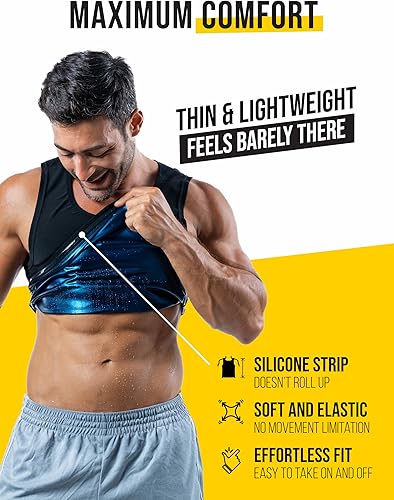 Miniatura 4 de Chaleco de sudor para hombre, aumenta la pérdida de peso con tecnología de sudoración y compresión, chaleco de sauna para hombres (XS-7XL)