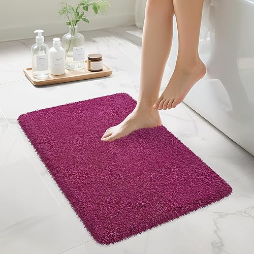 Alfombras de baño antideslizantes de 24 x 16 pulgadas, absorbentes, de secado rápido, alfombras de baño de microfibra peluda, felpa extrasuave,