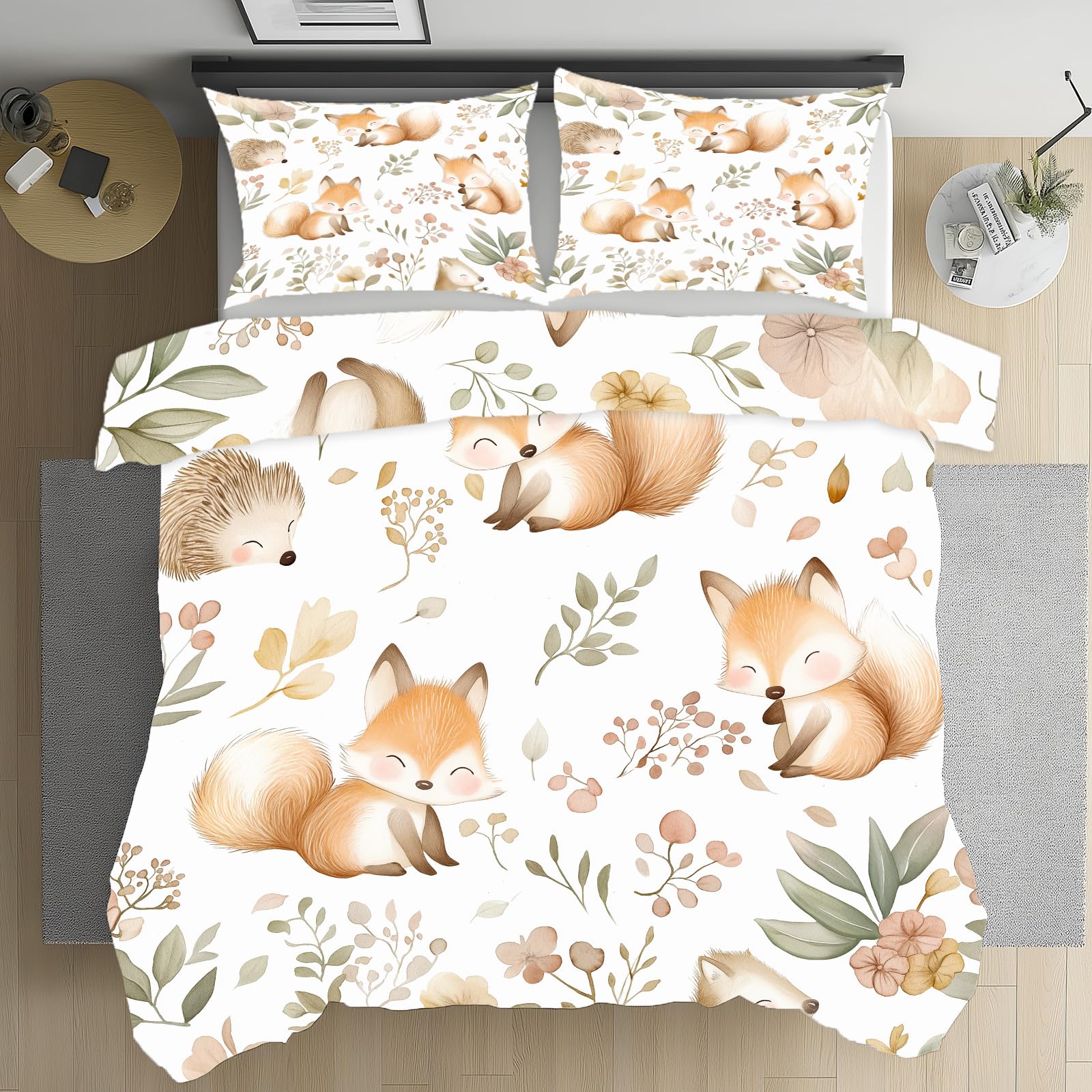 Housse de couette avec motif renard de dessin animé, le cadeau parfait pour enfant