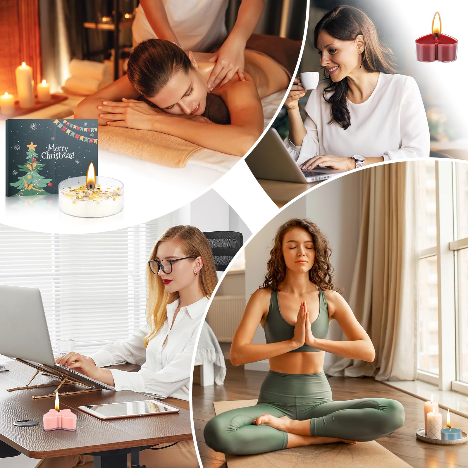 Velas perfumadas calendario de Adviento con 22 velas perfumadas diferentes de velas de té, calendario de Adviento, velas perfumadas 2025, velas perfumadas de té de Navidad