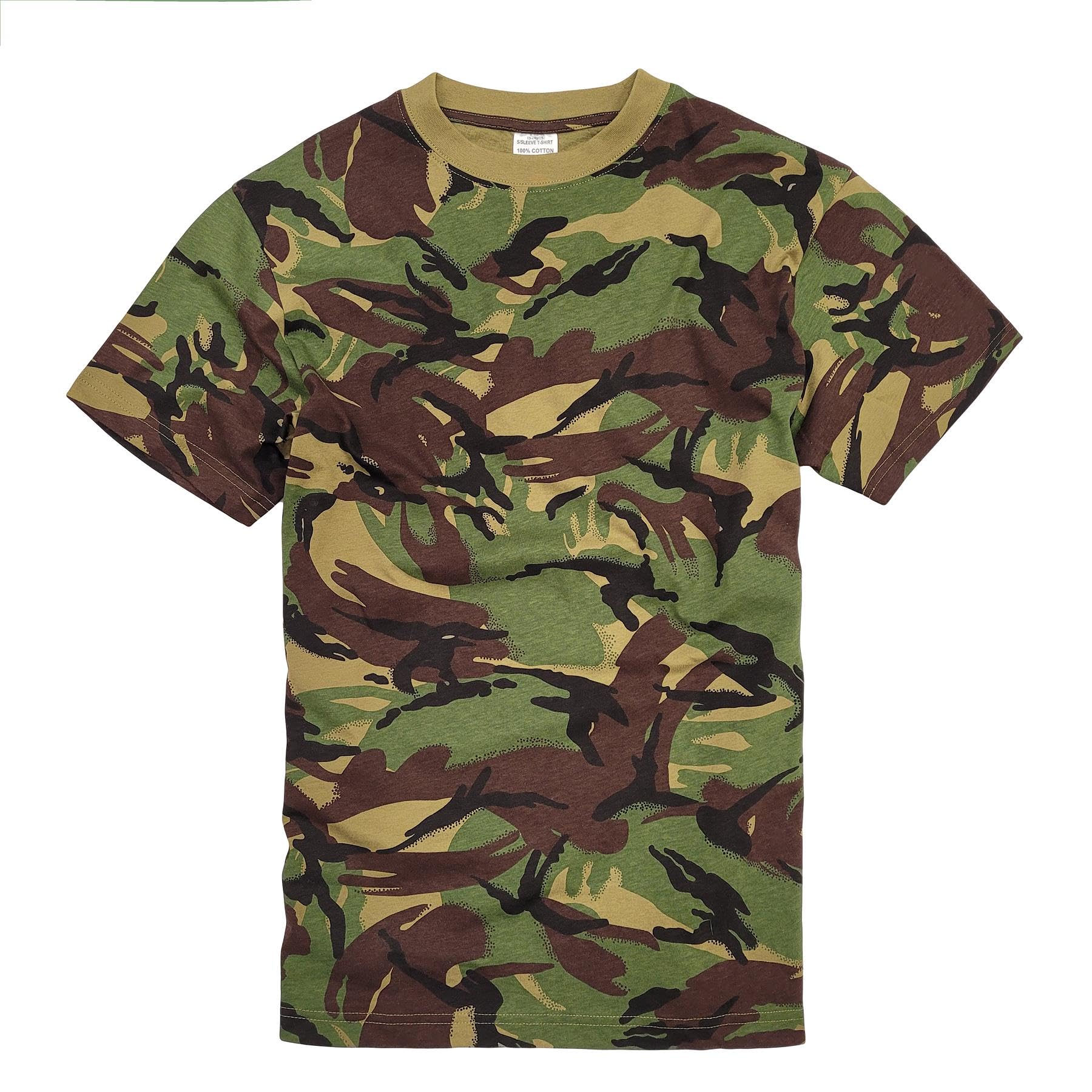 100% Cotton Army Military Style Crew Neck Short Sleeve T-Shirt [British DPM Camo,