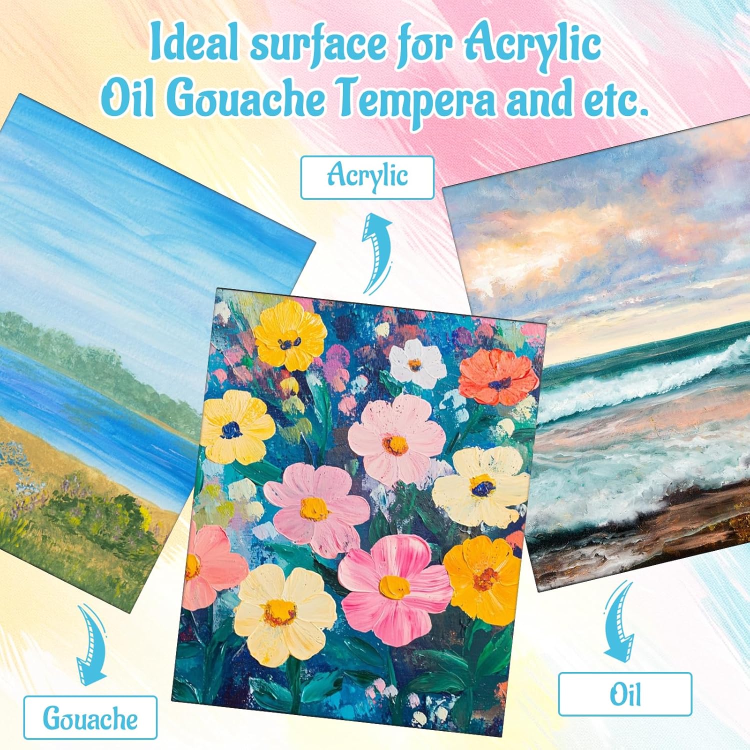 ZOFORTY 24 Pack Black Canvas Panels for Painting, 8 x 10 Inch Art Canvas Boards Paint Canvases for Oil & Acrylic Painting